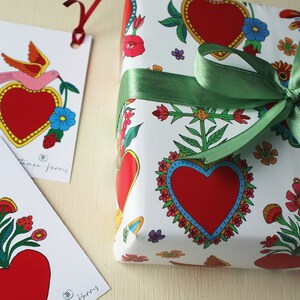 Papier cadeau coeurs Coeurs mexicains Saint-Valentin motif milagros image 5