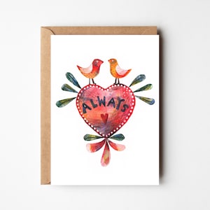Karta Folk Art - Karta Love Birds - Karta rocznicowa