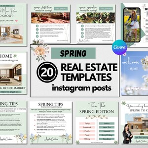 Spring Real Estate Templates | Real Estate Templates Spring | Real Estate Spring Marketing | Instagram Post Template | Canva