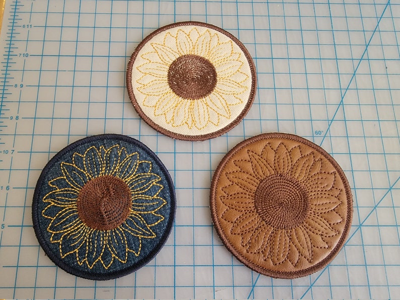 Sunflower Coaster ITH Machine Embroidery Design 4x4 Hoop Etsy