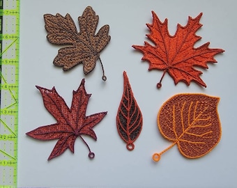 FSL leaves machine embroidery design 4x4 hoop Thanksgiving Autumn Fall
