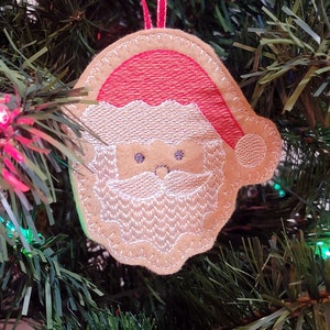 Santa Claus Christmas ornament ITH machine embroidery design 4x4 hoop