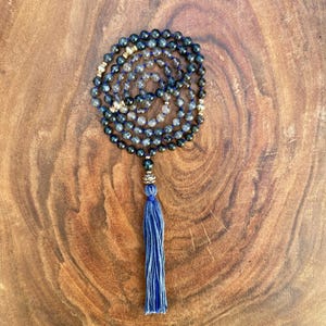 Ajna/Third Eye 108 Mala - Blue Rutilated Quartz