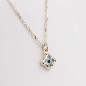 Four Leaf Clover Necklace, Evil Eye Necklace, Mother of Pearl Necklace, Clover Jewelry, 50th Birthday Best Friend, Summer Jewelry