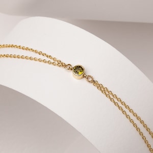 Birthstone Bracelet, 14K Gold Jewelry, Double Chain Bracelet, Bezel Set Stone, Personalized Bracelet, Gold Birthstone Piece, Mother&#39;s Day