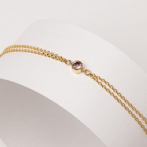 14K Solid Gold Personalized Birthstone Bracelet, Solitaire Bracelet for Women, Gemstone Bracelet, 14K Real Gold Jewelry,Mother's Day Jewelry