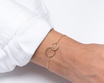 Interlocking Bracelet, Infinity Bracelet, Unity Bracelet, Circles Bracelet, Two Entwined Circles Bracelet, Anniversary Gift