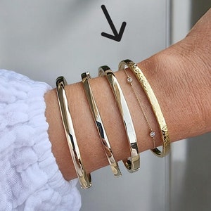 Hammered Bracelet, Open Cuff Bangle, 14K Gold Bangle Bracelet, Statement Bracelet, Gold Cuff Bracelet, Cuff Open Bangle, Summer Jewelry