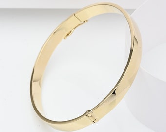 6.00mm Hinged Bracelet, 14K Gold Bangle Bracelet, Personalized Bangle, Engraved Bangle, Ladies Gold Bangle, 20th Birthday Gift