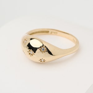 North Star Ring,Gold Dome Ring, CZ Dome Ring, Large Dome Ring for Women, Dome Ring, Chunky Ring, 40th Birthday Gifts for Women