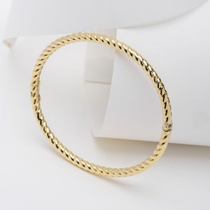 14K Gold Twisted Bangle Bracelet, Twisted Bracelet, Rope Bangle, Hinged Bangle, Personalized Bangle, 14k Gold Bangle, Anniversary Gift