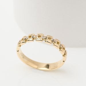 Chain Link Ring, Curb Chain Ring,14K Gold Chain Ring, Cuban Link Chain Ring, Gold Stacking Ring, Handmade Gold Rings, Classic Gold Ring