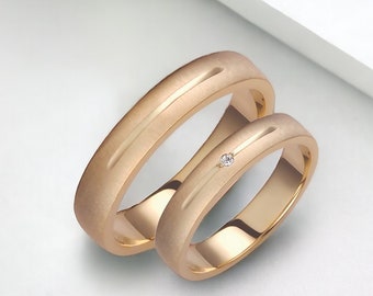 4mm Wedding Bands, Diamond Wedding Rings, His and Hers Rings, Matching Rings, Wedding Bands Set, Wedding Ring Set His and Hers