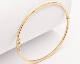 Dainty Bangle Bracelet, Custom Gold Bangle, 14K Gold Bangle, Hinged Bracelet, Bangle Bracelet, Mother's Day Gift