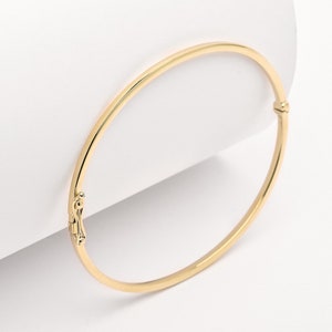 Dainty Bangle Bracelet, Custom Gold Bangle, 14K Gold Bangle, Hinged Bracelet, Bangle Bracelet, Mother's Day Gift