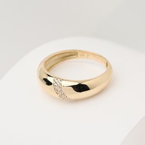 Gold Dome Ring, CZ Dome Ring, Large Dome Ring for Women, Dome Ring, Chunky Ring, 50th Birthday Best Friend