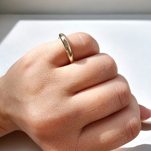 14k Solid Gold Dome Ring: Minimalist Stacking Ring