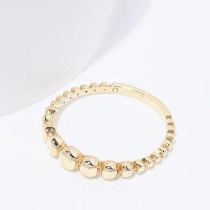 14k Gold Beaded Ring: Dainty Stacking Ring