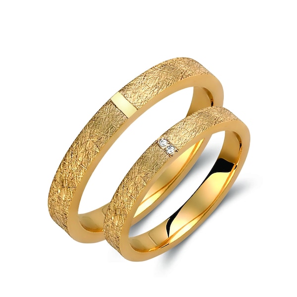 3mm Wedding Bands, Diamond Wedding Rings, His and Hers Rings, Matching Rings, Wedding Bands Set, Wedding Ring Set His and Hers
