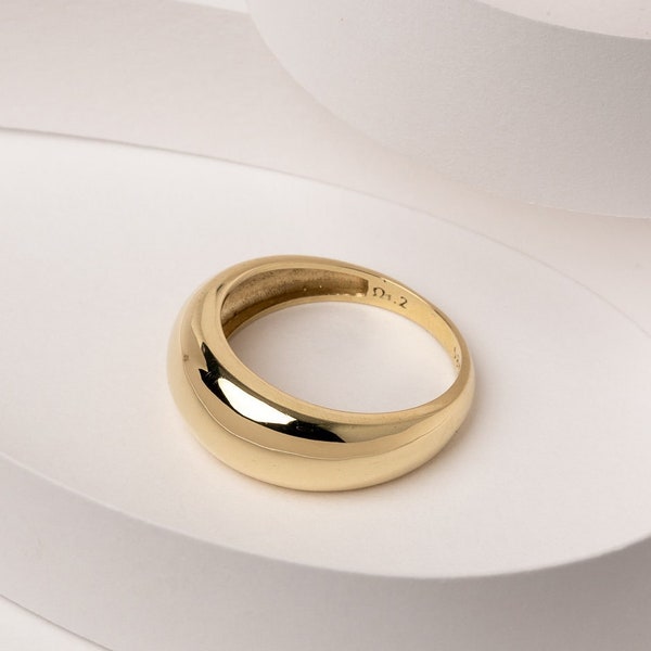 Gold Dome Ring in 14K Gold for Mother's Days Gift