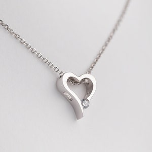 Diamond Heart Necklace, Open Heart Necklace, Heart Pendant Gold, Dainty Heart Jewelry, Luxury Gold Jewelry, Heart Charm Necklace