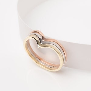 Three Rings Three Decades Chevron Ring in 14K Gold for 30th Birthday Gift for Her