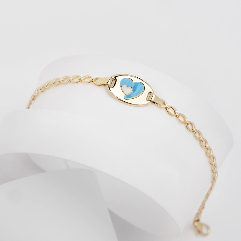 Heart Bracelet Enamel Bracelet 14k Gold Bracelet Baby Girl Etsy