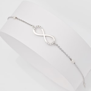Infinity Bracelet Gold, White Gold Bracelet, Infinity Love Bracelet, Symbol of Eternity, Gift for Her Bracelet, Mother's Day Jewelry