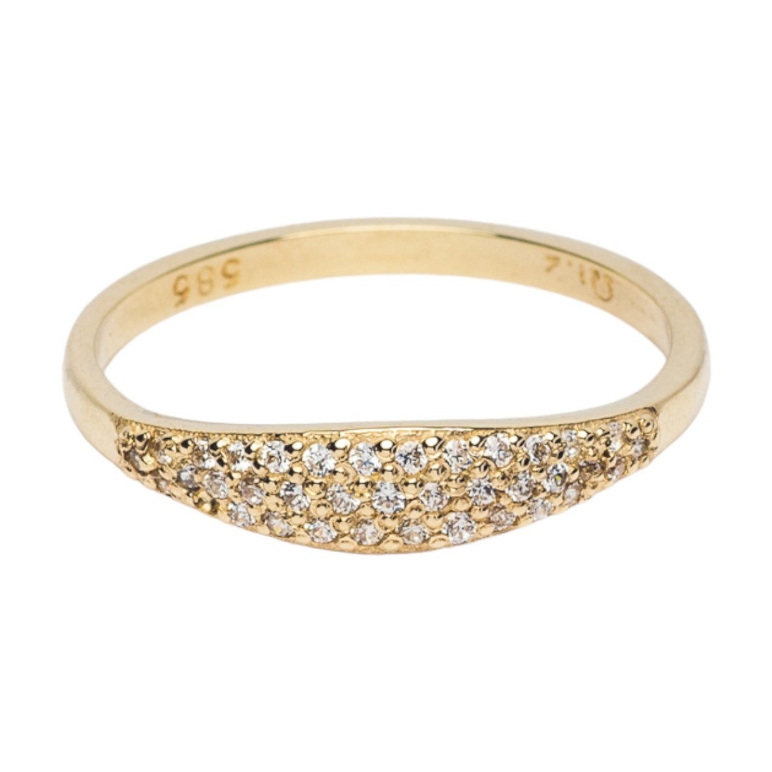 Gold Pave Signet Ring, Pave Signet Ring, 14k Solid Gold Signet Ring ...