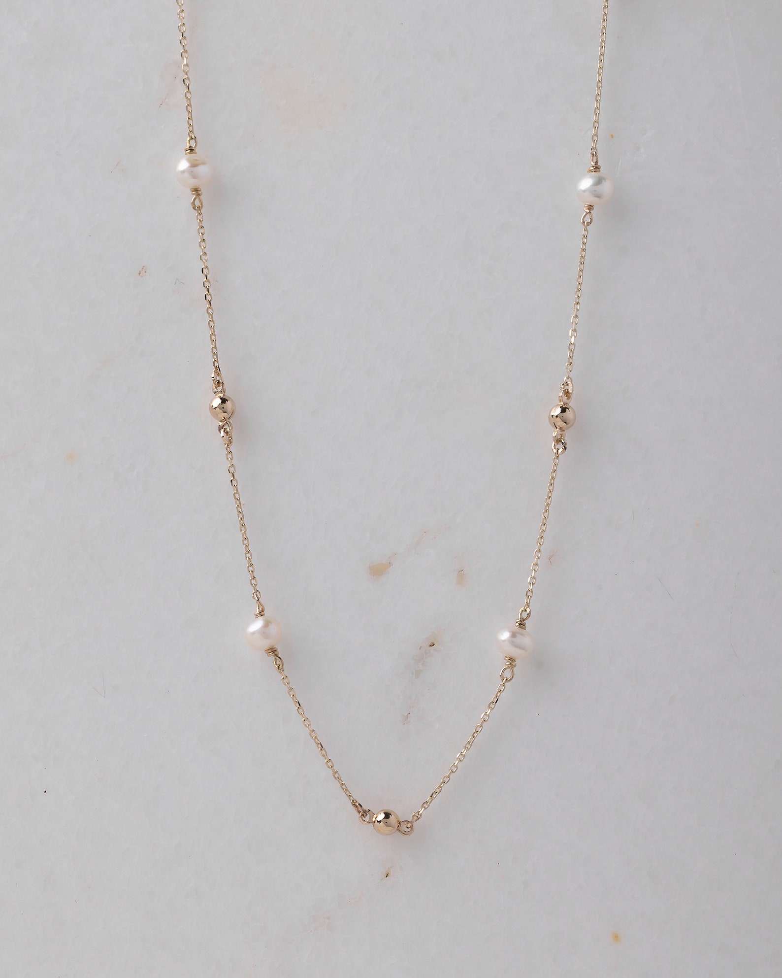 Pearl Station & Cylinder Necklace main image 0
