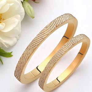 Slim Wedding Bands Set, Matching Rings, Engrave Band Ring, 18K Gold Ring Set, Wedding Band Pair, Custom Gold Rings, 14k Gold Wedding Set