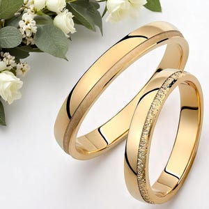 Wedding Bands Set, Matching Rings, His and Hers Rings, Wedding Ring Set, Wedding Bands, Couples Rings, Promise Rings