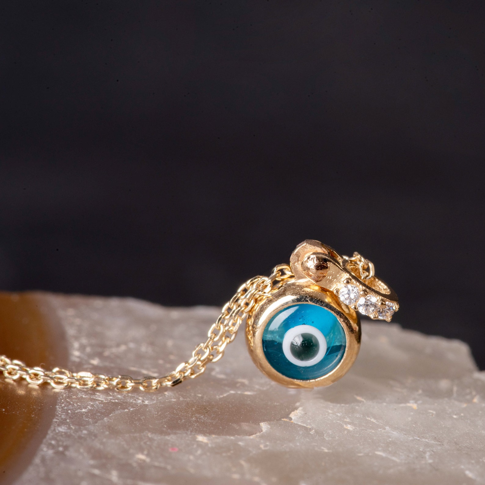 Evil eye solid gold necklace Clearance