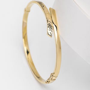 3.80mm Bangle Bracelet, Bypass Bangle, Hammered Bangle, Hinged Bracelet, 14K Gold Bangle, Cuff Bracelet, Personalized Bangle, Summer Jewelry