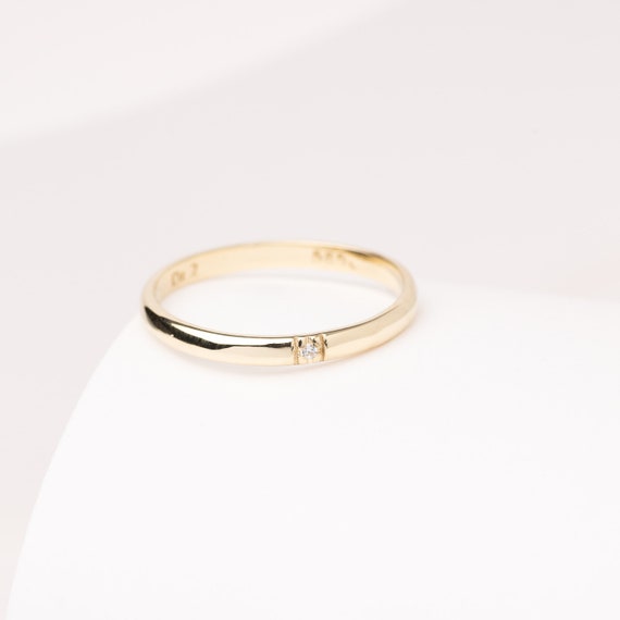 Diamond Ring Thin Gold Band Ring Diamond Band Ring Forever Etsy