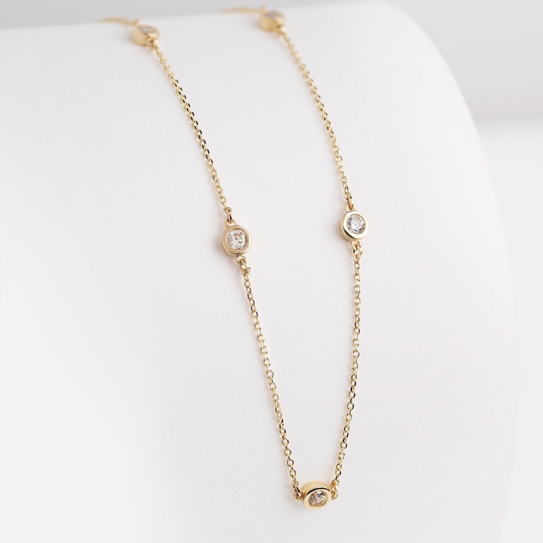 Cubic Zirconia by the Yard, Station Necklace, Layering Necklace, Choker ...