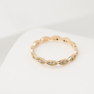 14k Gold Ring Women, Solid Gold Band Ring, Dainty Gold Ring, CZ Gold Ring Women, Minimalist Gold Ring, Unique Gold Jewelry