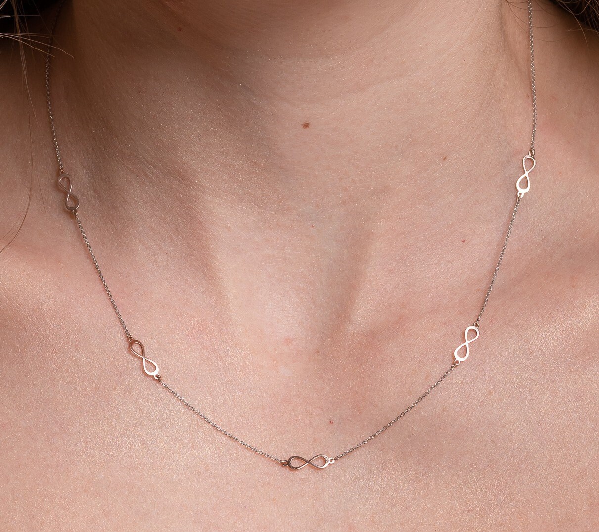 Two Tone Infinity Necklace In 14K Gold
