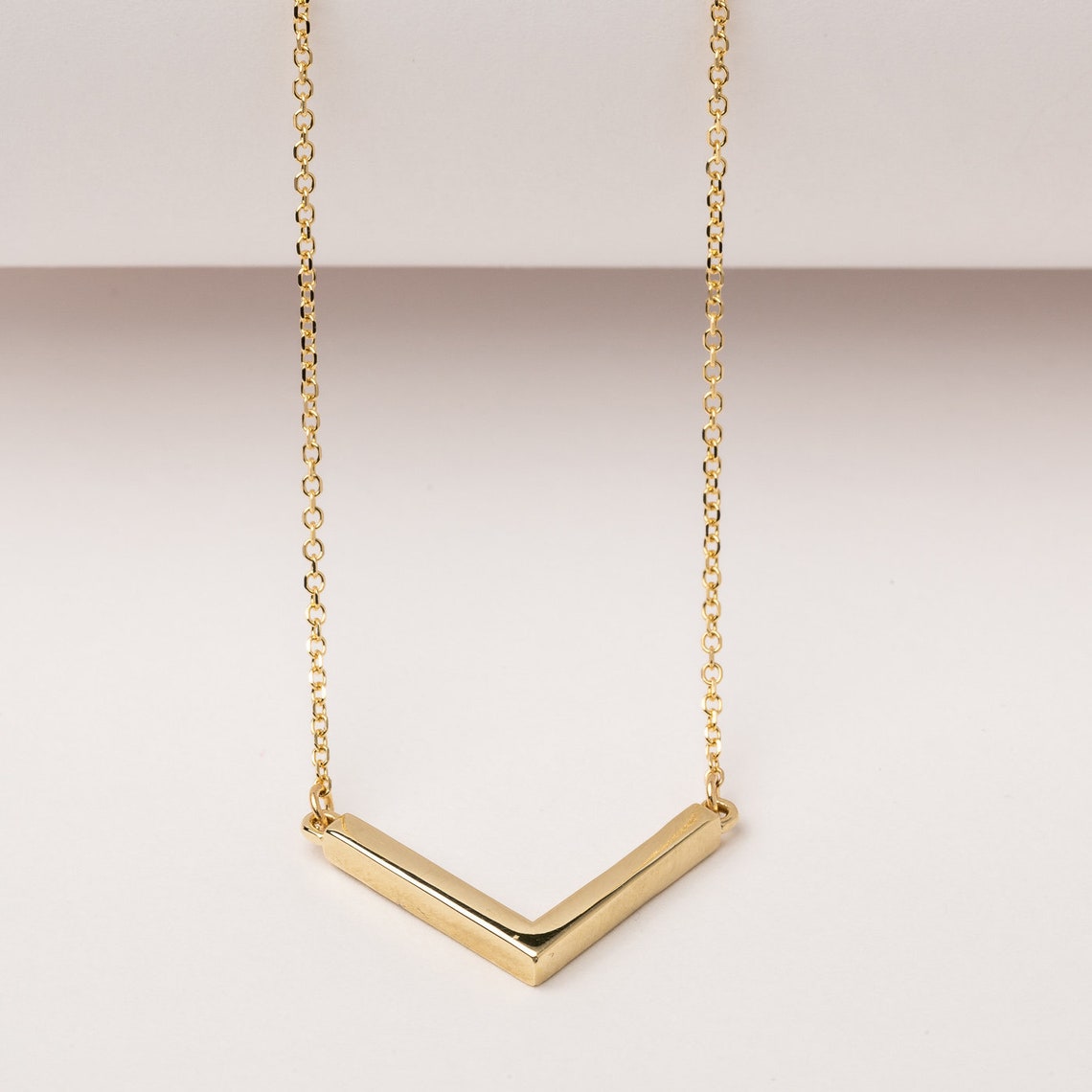V Necklace Gold V Necklace V Shaped Necklace V Pendant Etsy