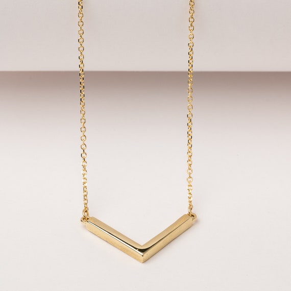 V Necklace Gold V Necklace V Shaped Necklace V Pendant Etsy