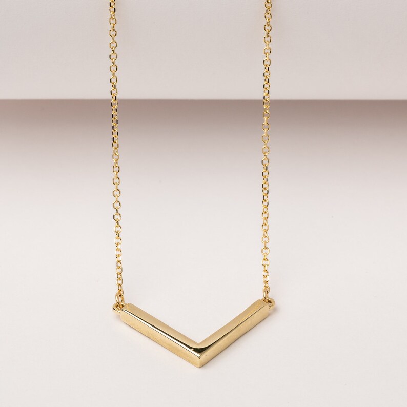 V Necklace Gold V Necklace V Shaped Necklace V Pendant Etsy
