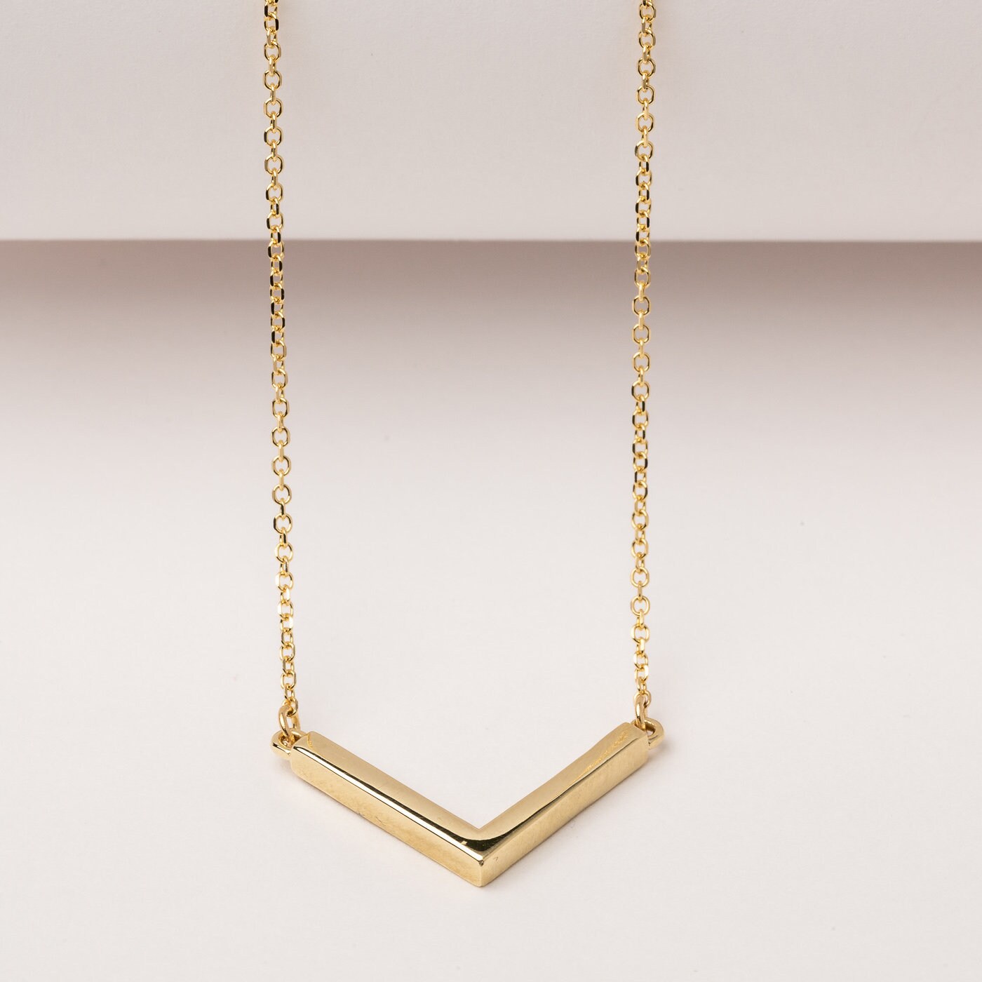 V Necklace Gold V Necklace V Shaped Necklace V Pendant Etsy