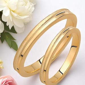 Minimal Wedding Band Set, 2.5mm Wedding Bands Set, Wedding Band Pair, Custom Gold Rings, 14k Gold Wedding Set, His and Hers Rings