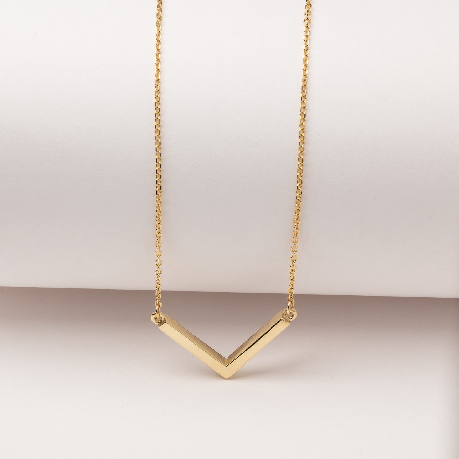 V Necklace Gold V Necklace V Shaped Necklace V Pendant Etsy