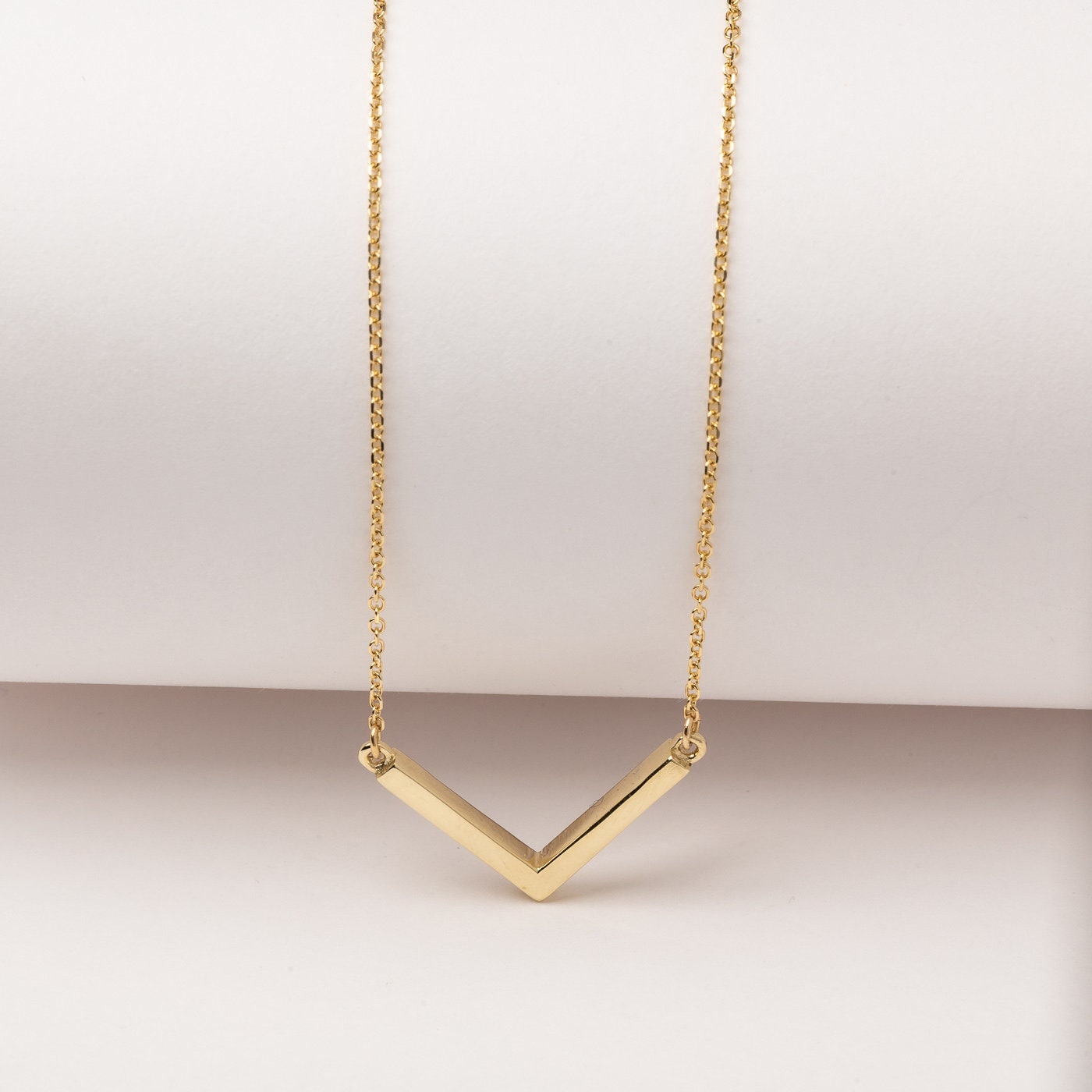 V Necklace Gold V Necklace V Shaped Necklace V Pendant Etsy