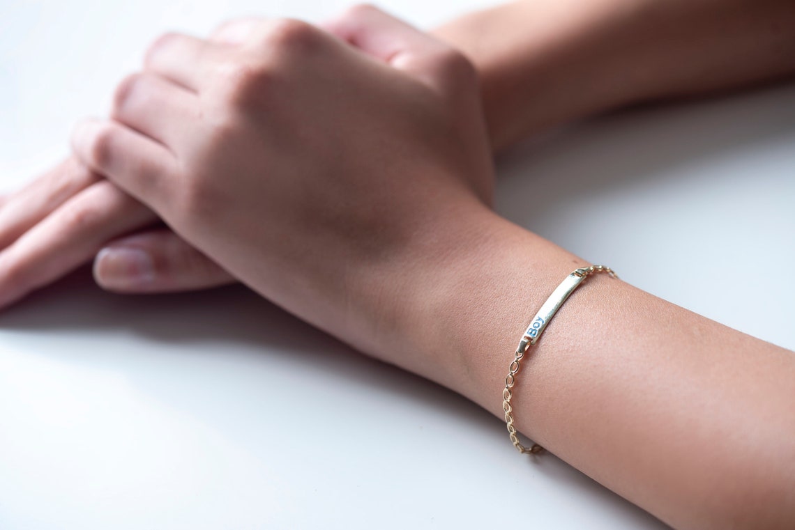 Baby Gold Bracelet Baby Bracelet Baby ID Bracelet 14k Gold Etsy