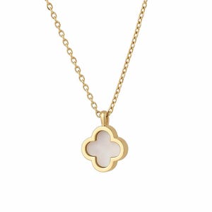 Dainty Four Leaf Clover Necklace, 6mm One Clover Necklace, Clover Pendant, Mother of Pearl Charm Necklace, Christmas Gift