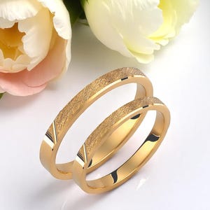 2.5mm Slim Wedding Band Set, Matching Rings, Engrave Band Ring, Minimalist Bands, Wedding Band Pair, Custom Gold Rings, His and Hers Rings
