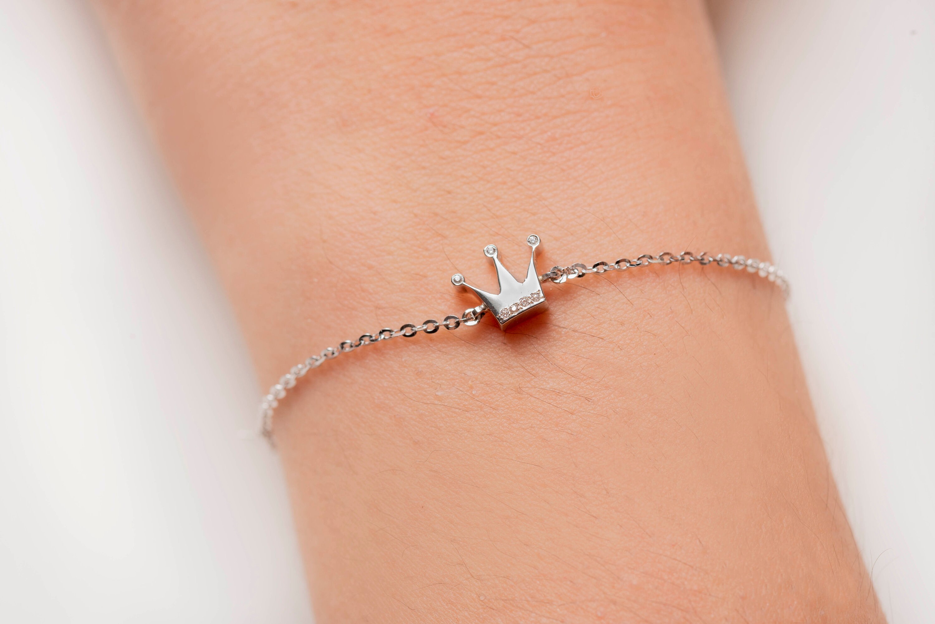 Crown Bracelet, Star Crown Bracelet, Queen Bracelet, 14K