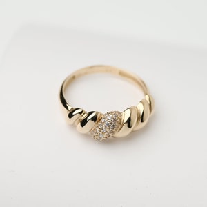 Croissant Ring, Croissant Dome Ring, Gold Croissant Ring, 14k Gold Ring Women, Cubic Zirconia Ring, Chunky Gold Ring, Gold Stacking Ring
